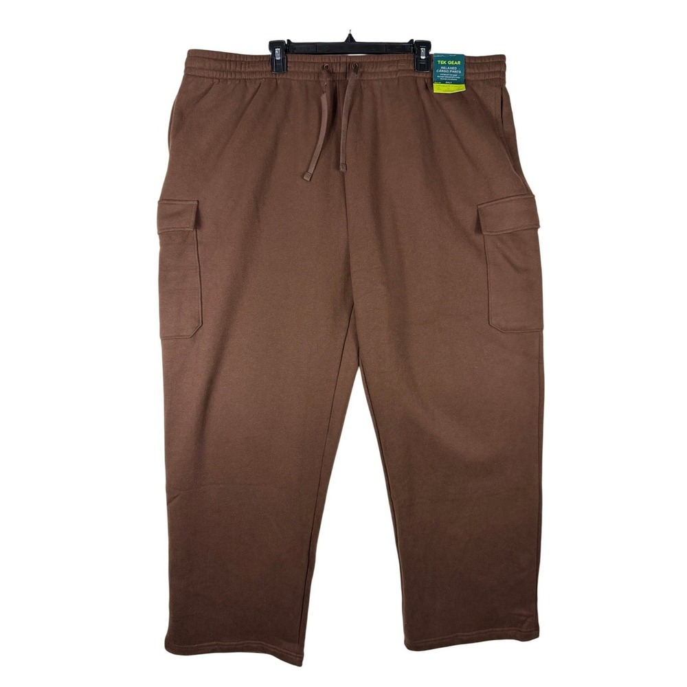 Tek Gear Mens 3XLT Brown Ultrasoft Fleece Relaxed Cargo Pants Big & Tall NWT